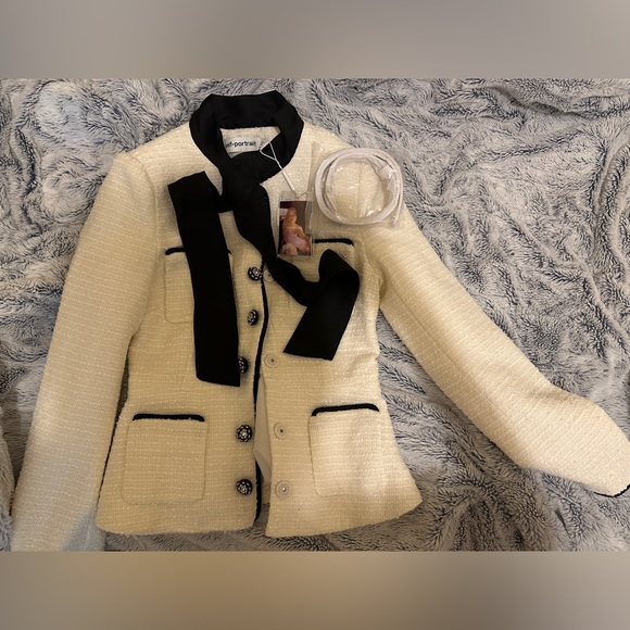Self-Portrait Ivory and Black Blazer - Picture 1 of 1